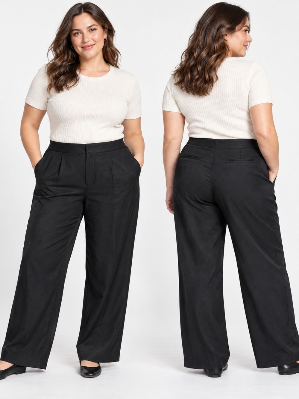 GAP Softsuit Trouser 16 Petite Black Wide Leg Minimalist Contemporary Casual Qui